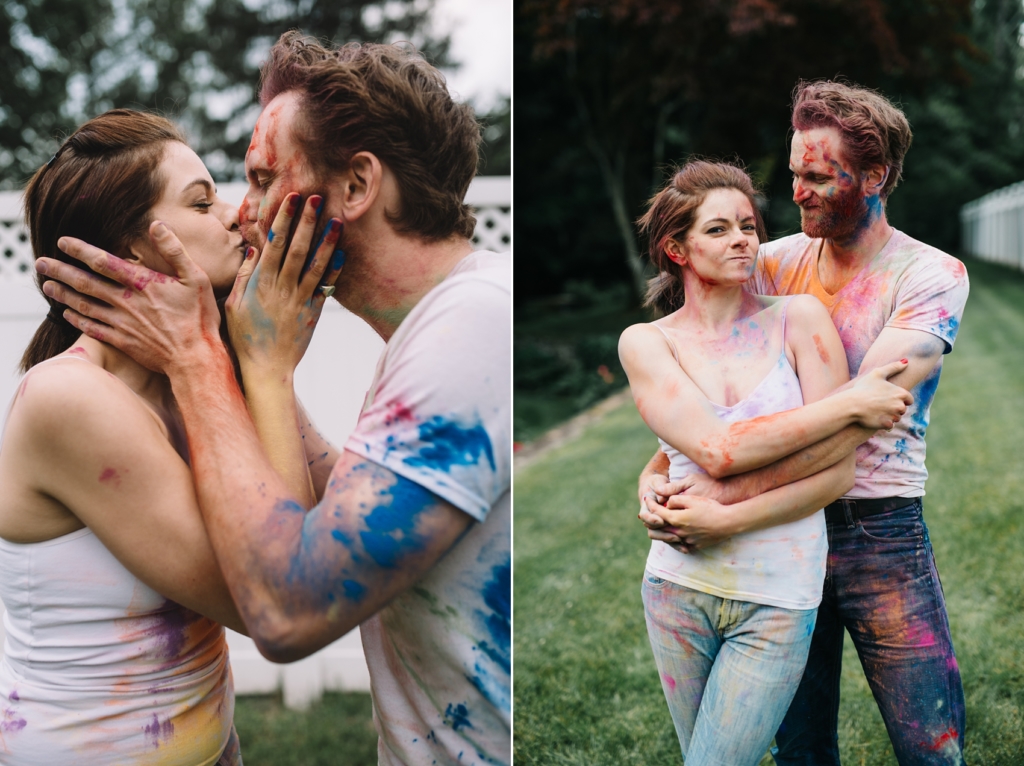colored chalk engagement shoot