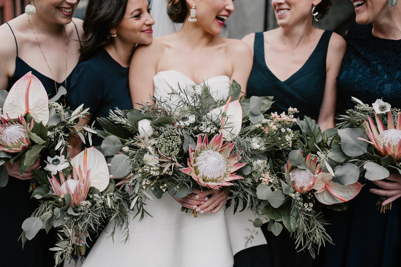 protea bridesmaids bouquets soho wedding nyc
