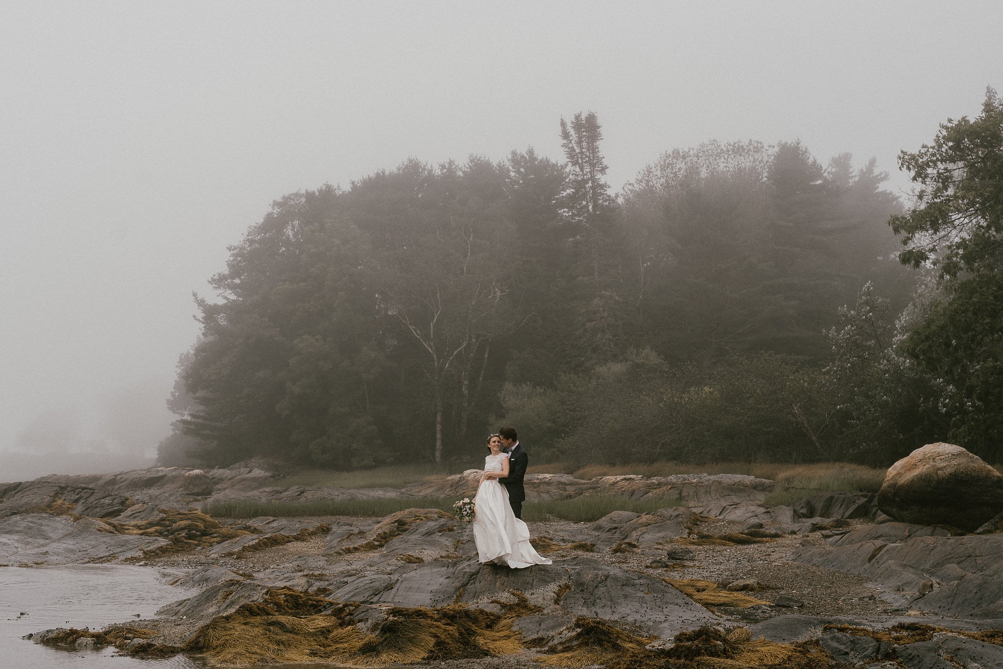 foggy coastal maine wedding backyard wedding freeport, me lindsay hackney